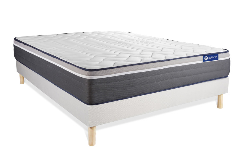 Ensemble Matelas Sommier 135x200 cm - Sommier Blanc (en kit) - ActiMemo Plus