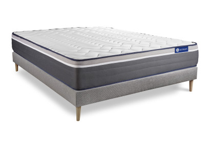 Ensemble Matelas Sommier 120x200 cm - Sommier Gris (en kit) - Actiflex Plus